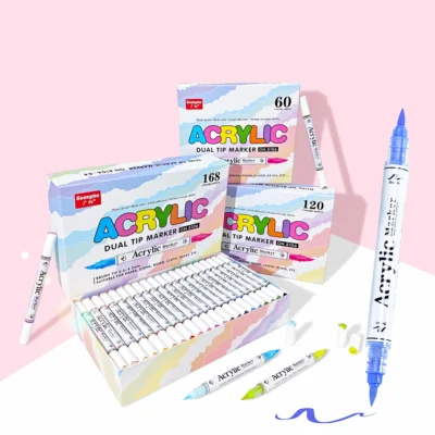 Double-headed direct-flow two-color acrylic pen set-12