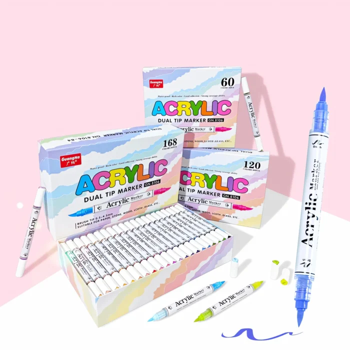 Double-headed direct-flow two-color acrylic pen set-12