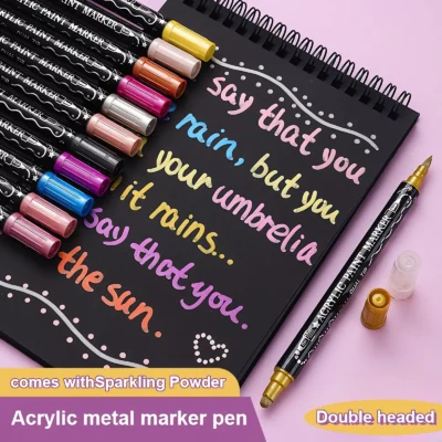 Dual tip metallic acrylic markers set-03