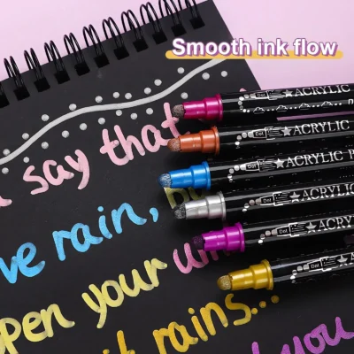 Dual tip metallic acrylic markers set-04