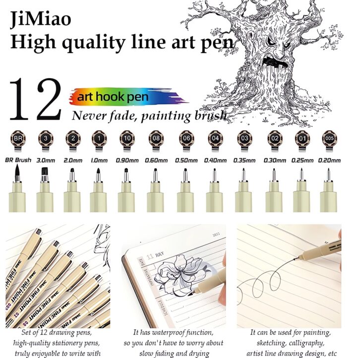 Waterproof sketching needle pen set-01