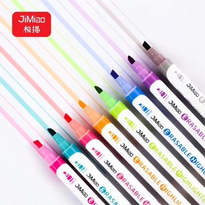 JiMiao Double-Head Color-Changing Highlighter Markers Set - Dual Tips - Water-Based Ink - Chisel Tip