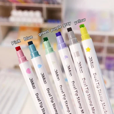 double headed stamp highlighter markers set-01