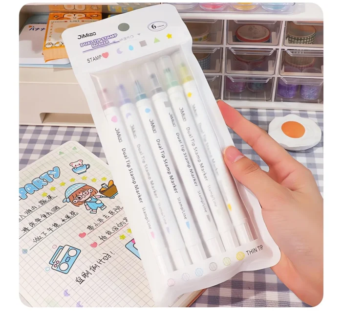 double headed stamp highlighter markers set-02