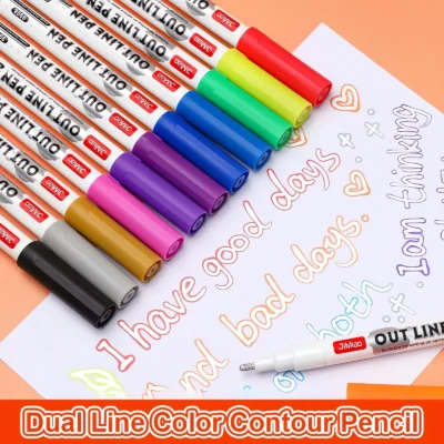 double line glitter outline markers set-01