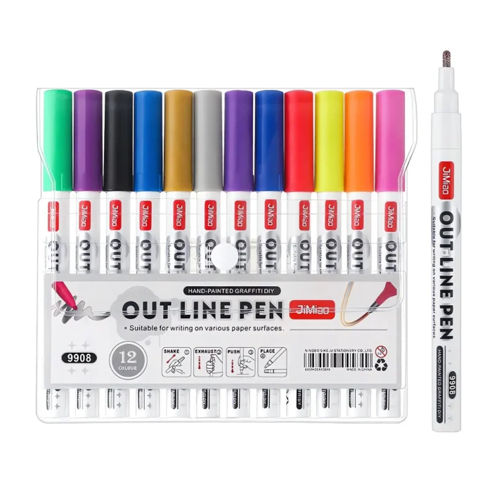 double line glitter outline markers set-03