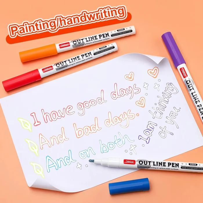 double line glitter outline markers set-05