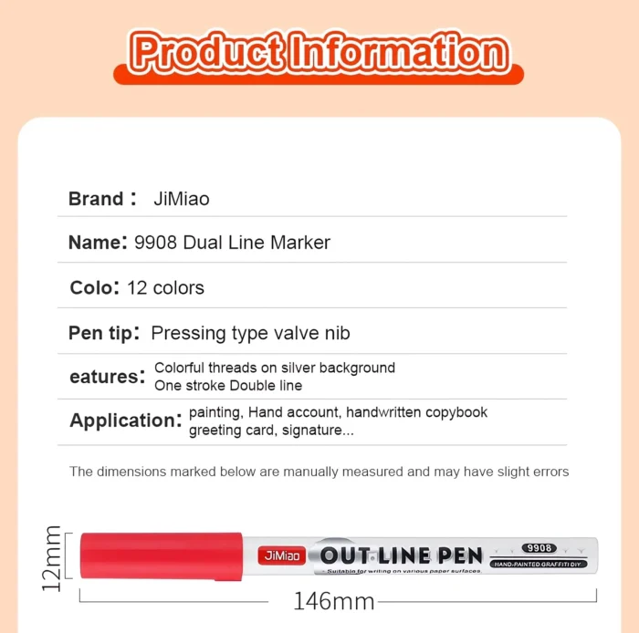 double line glitter outline markers set-07