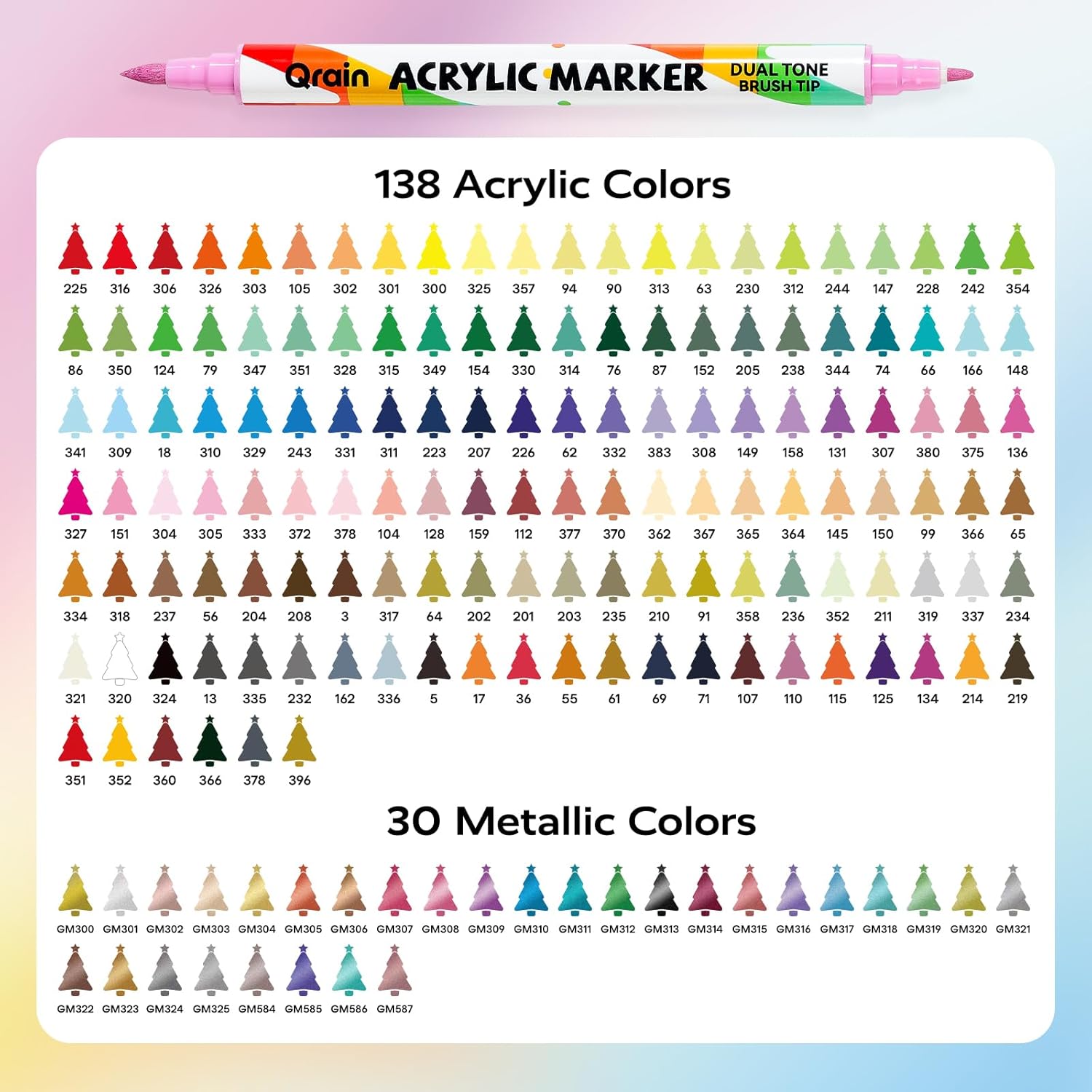 Qrain 168 Colors Acrylic Paint Marker Pens Set - Water-Based Brush Tip Markers for Rock, Wood, Glass, Fabric, Pumpkin, DIY Crafts - Image 6